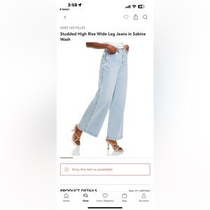 AVEC LES FILLES -Studded High Rise Wide Leg Jeans in Sabine Wash
